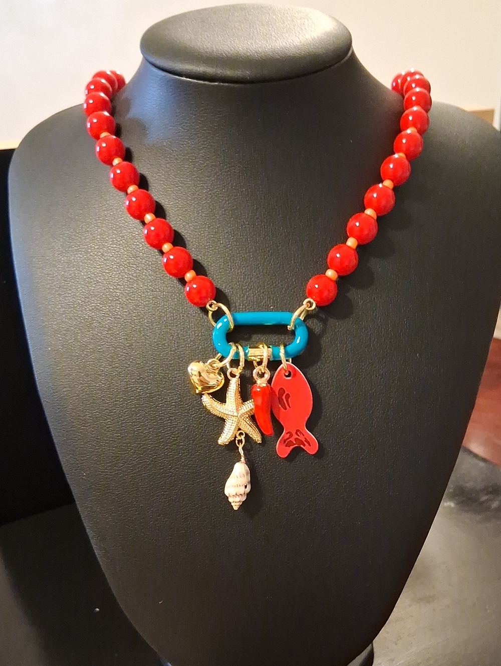 Mayamar Red Marine Charm Necklace New